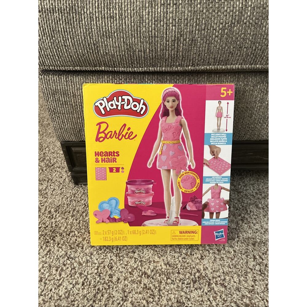 Barbie Hearts & Hair Play-Doh~ 12” Doll, Patterns, Playdough, Accessories NEW